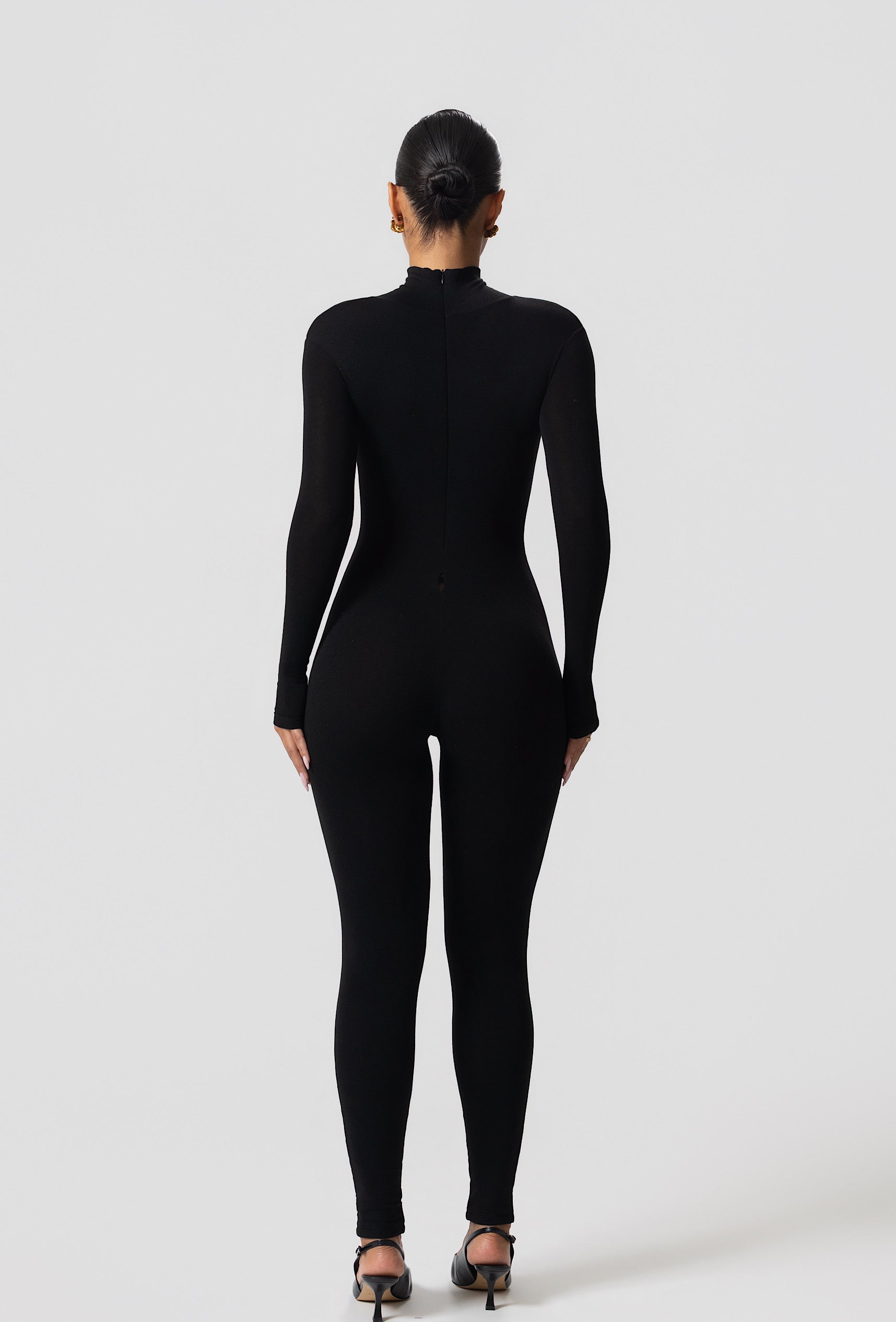 Matte Basix Sculpt Turtle Neck Jumpsuit - Black