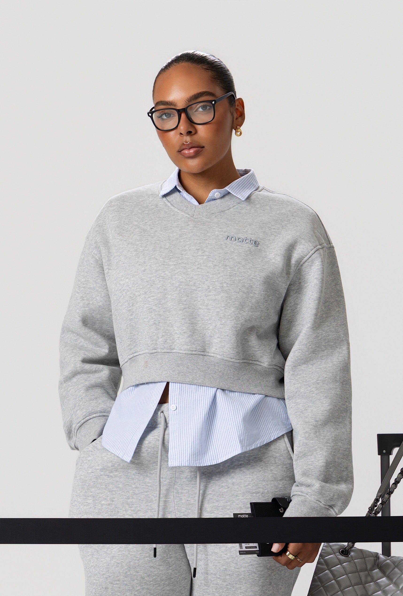Varsity Cropped Sweatshirt - Heather Gray