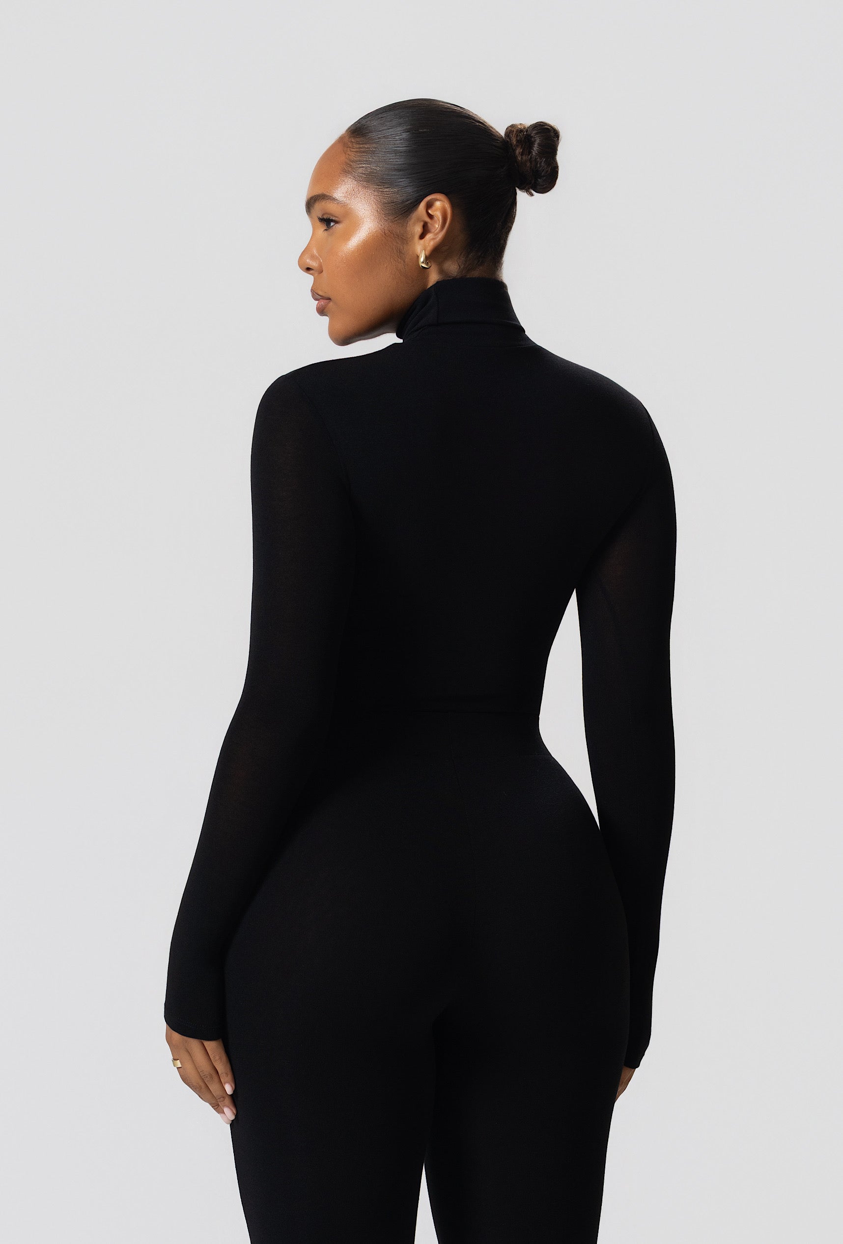 Matte Basix Sculpt Turtle Neck Bodysuit - Black