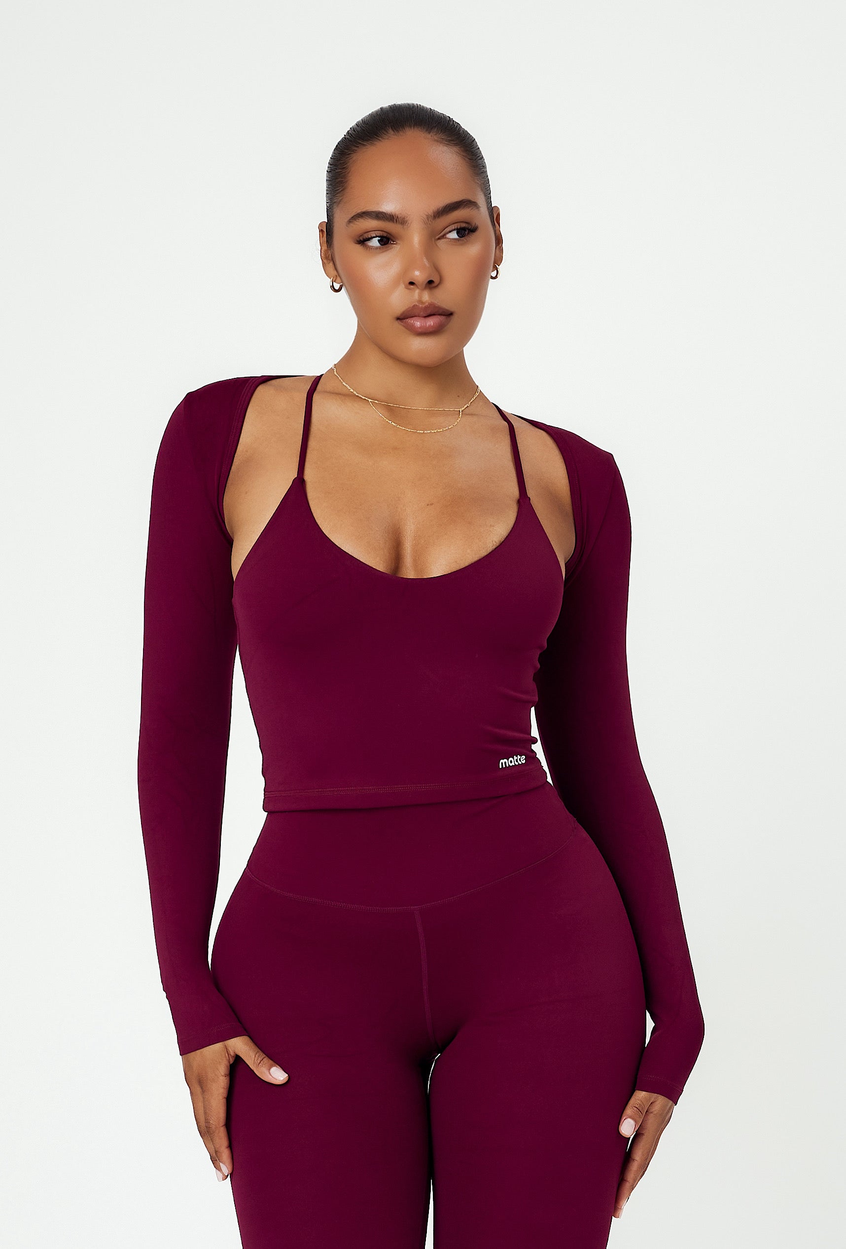 Align Long Sleeve Crop Top - Burgundy