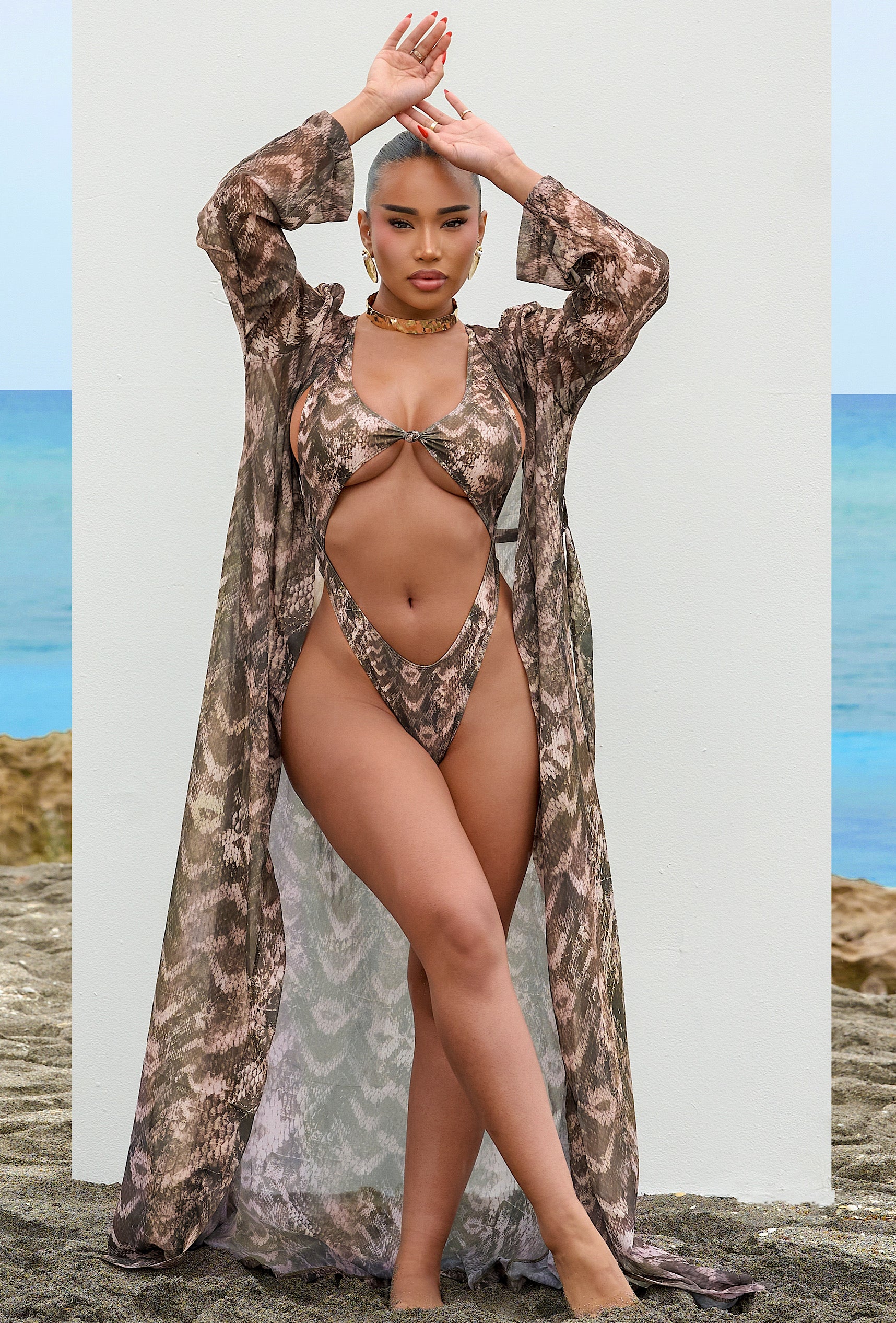 Achilles Sheer Cover Up - Cocoa Snake