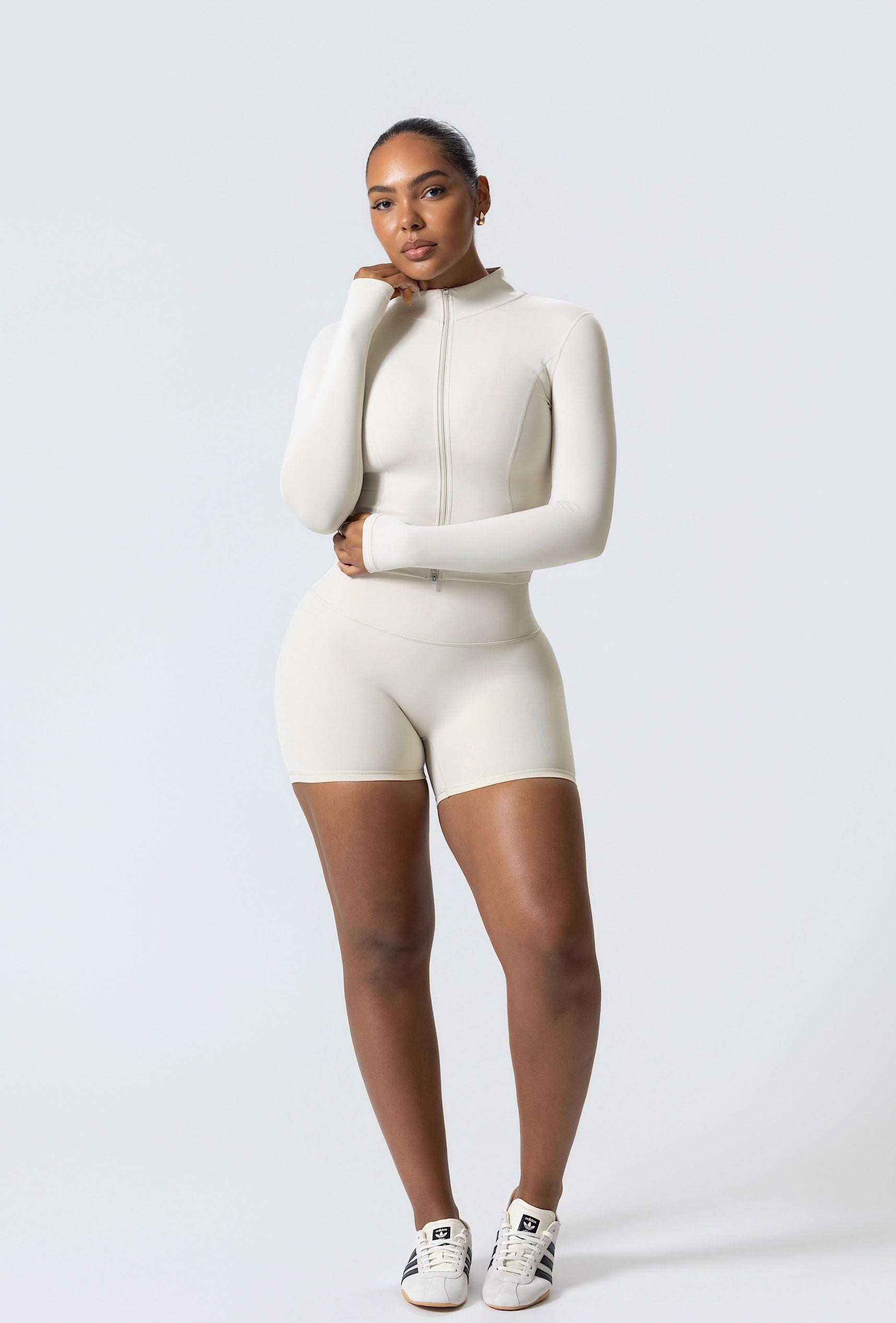 Sculpt Zip Long Sleeve - Iced Vanilla