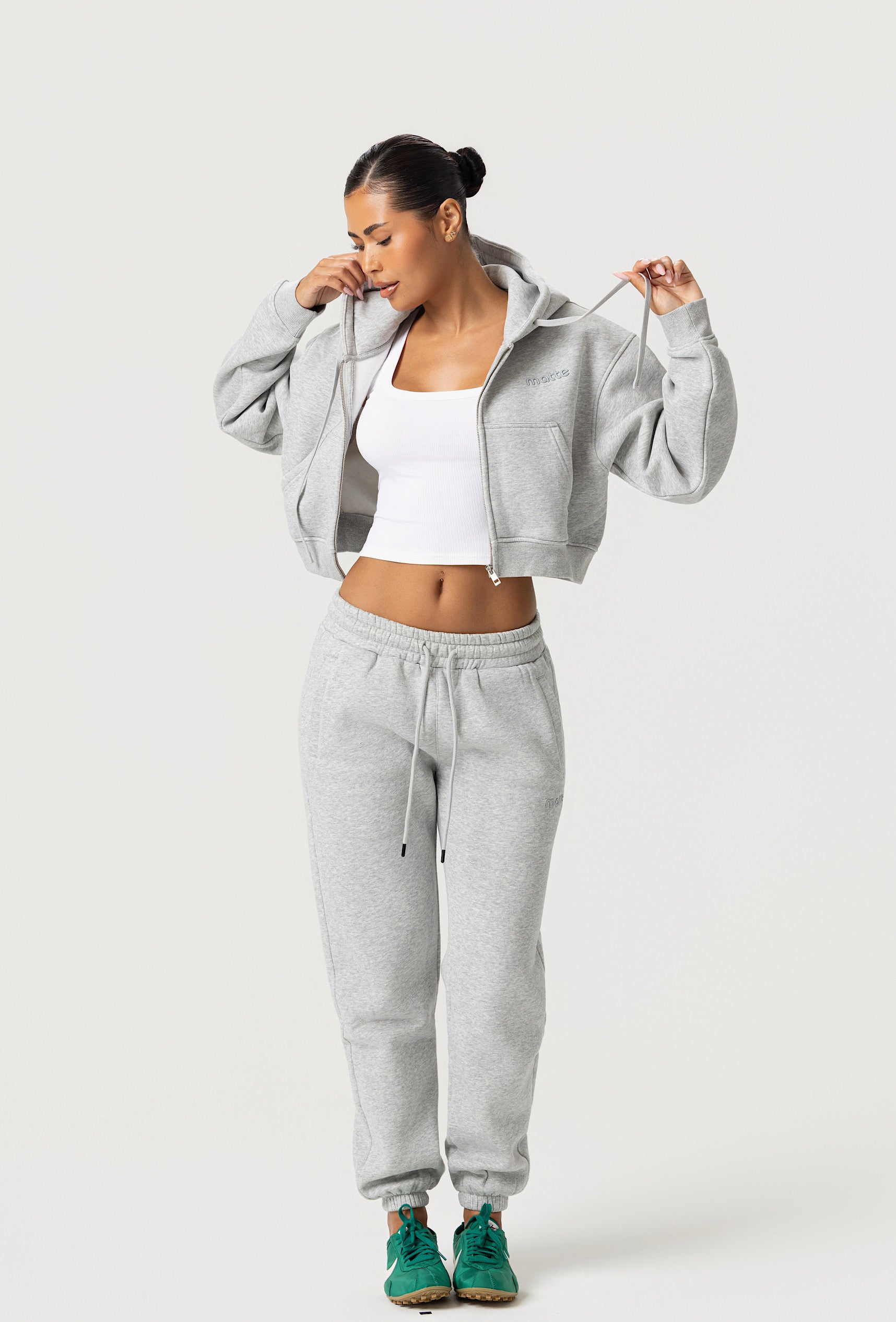 Staple Cropped Hoodie - Heather Gray
