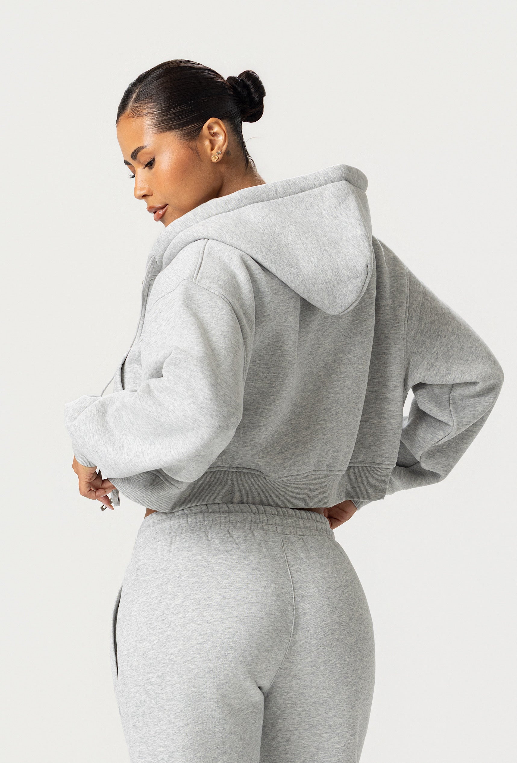 Staple Cropped Hoodie - Heather Gray