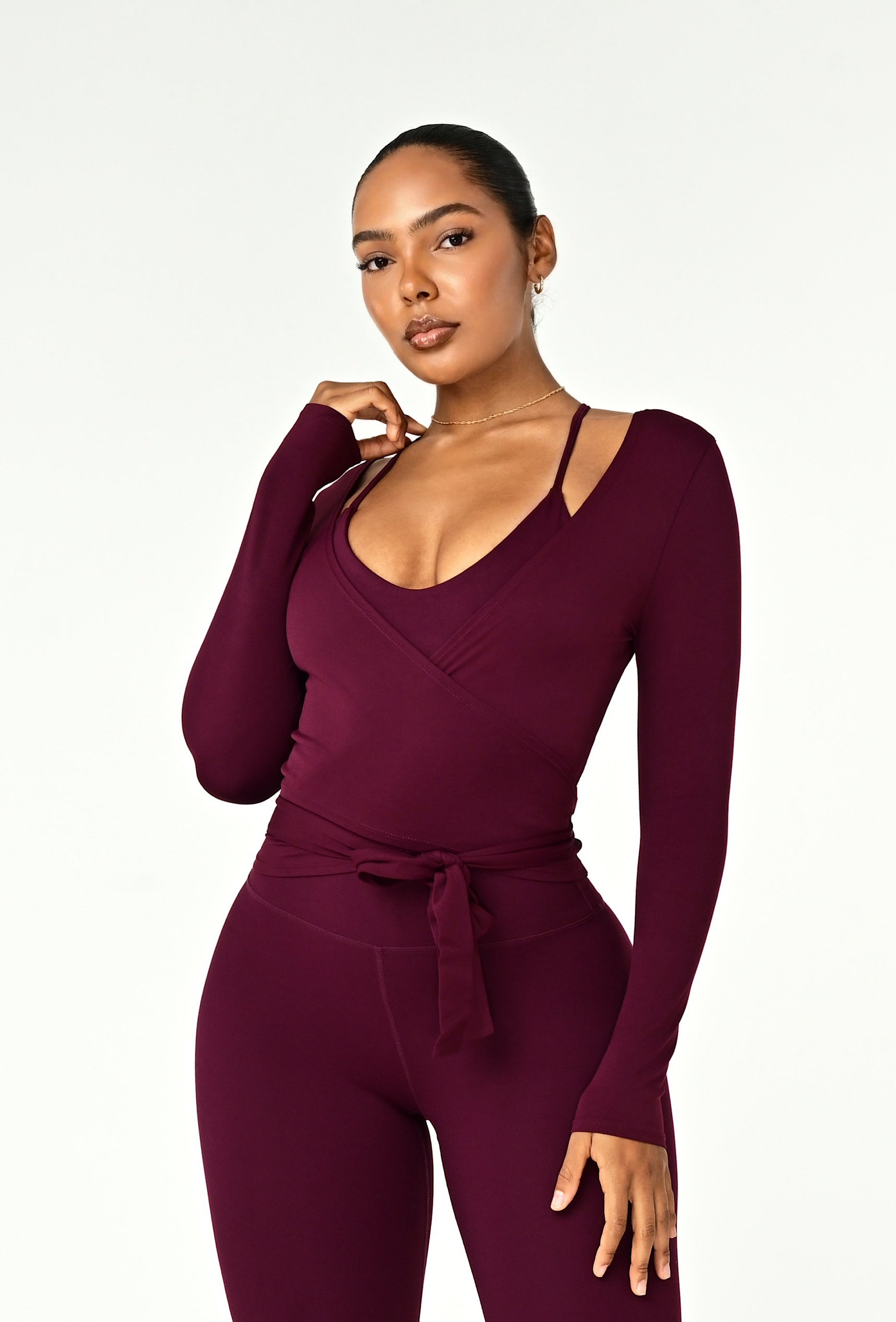 Forma Wrap Top - Burgundy
