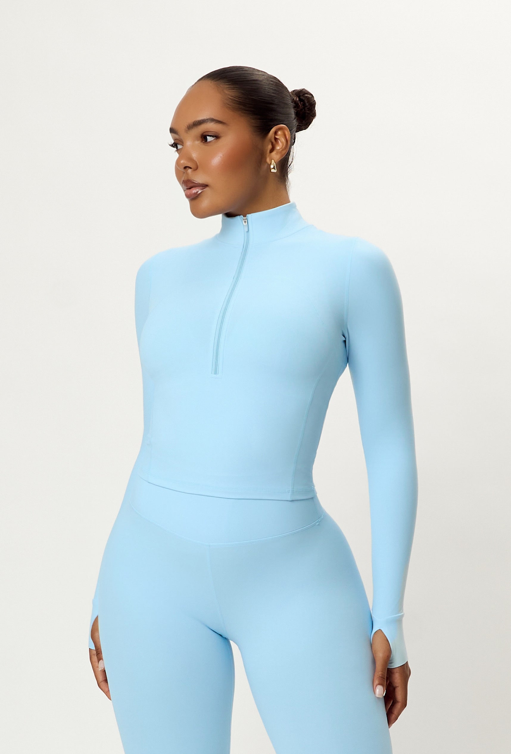 Contour Half Zip Crop - Ice Blue