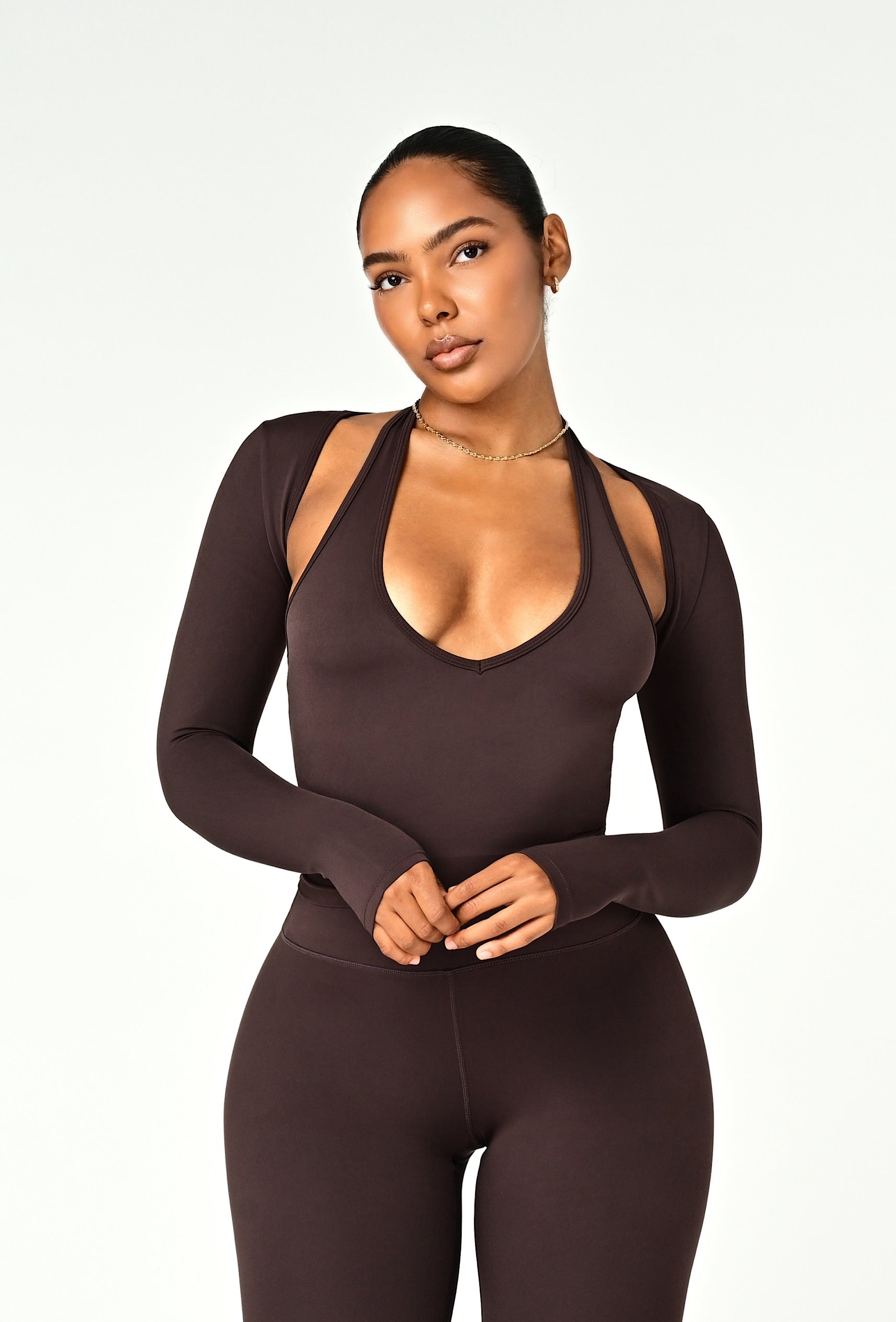 Align Long Sleeve Crop Top - Espresso