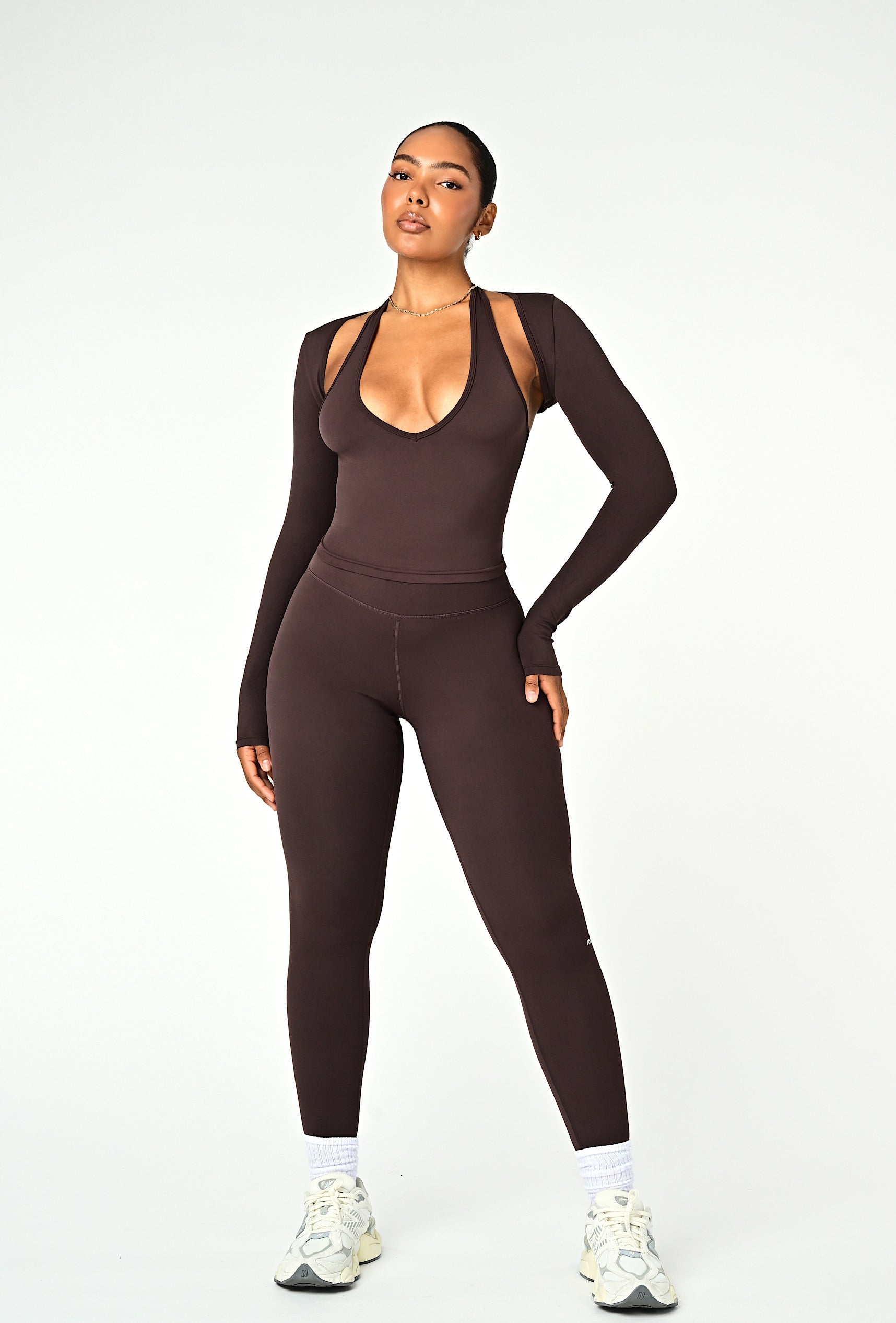 Align Long Sleeve Crop Top - Espresso