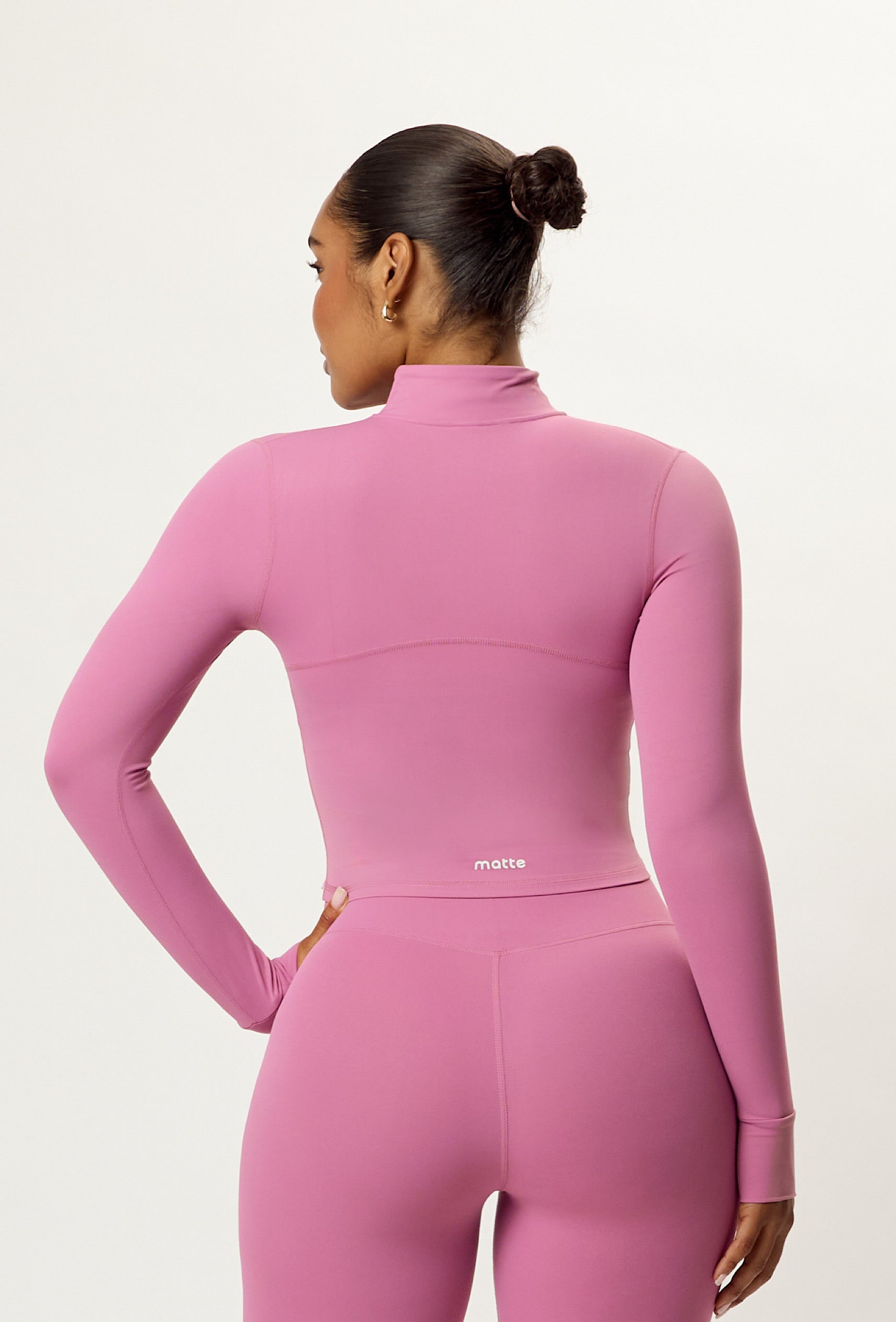 Contour Half Zip Crop - Pink Cloud