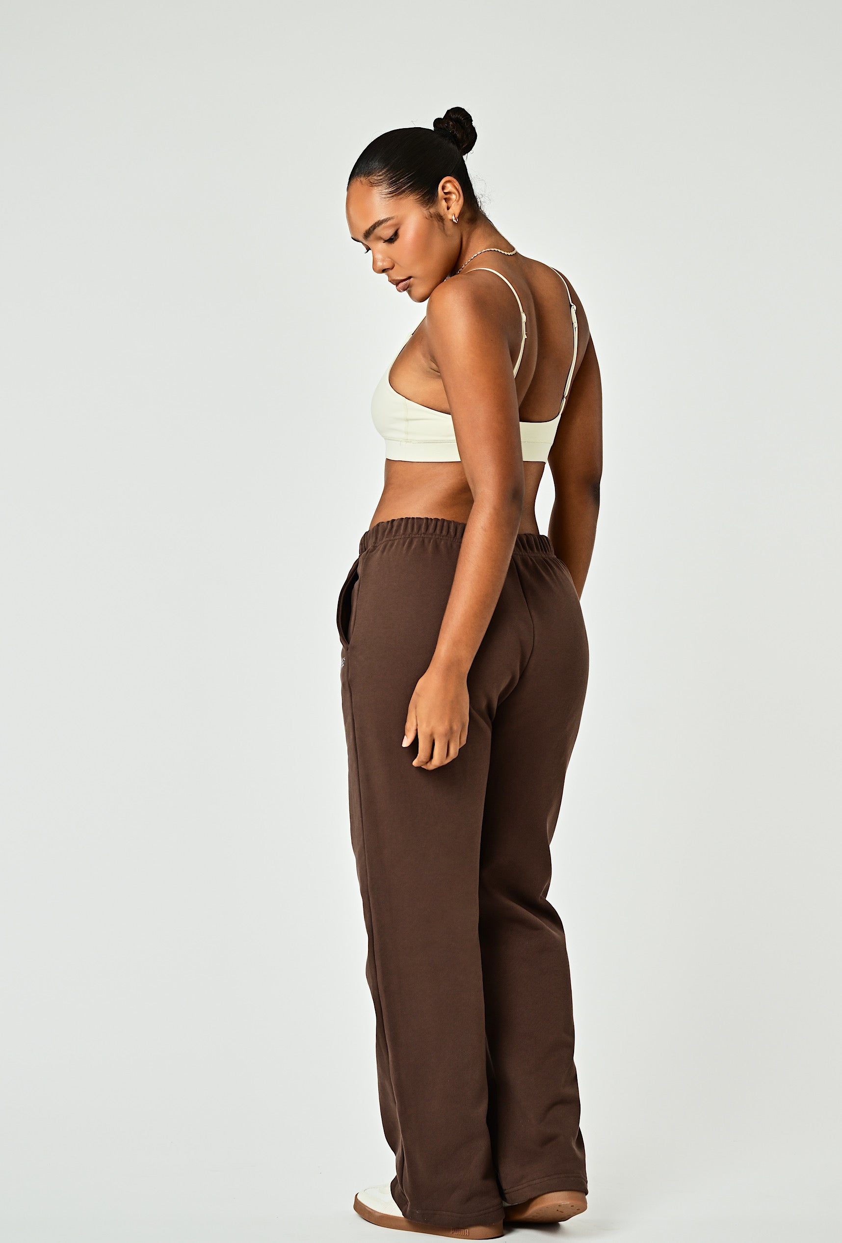 Wide Leg Terry Sweat - Dark Chocolate