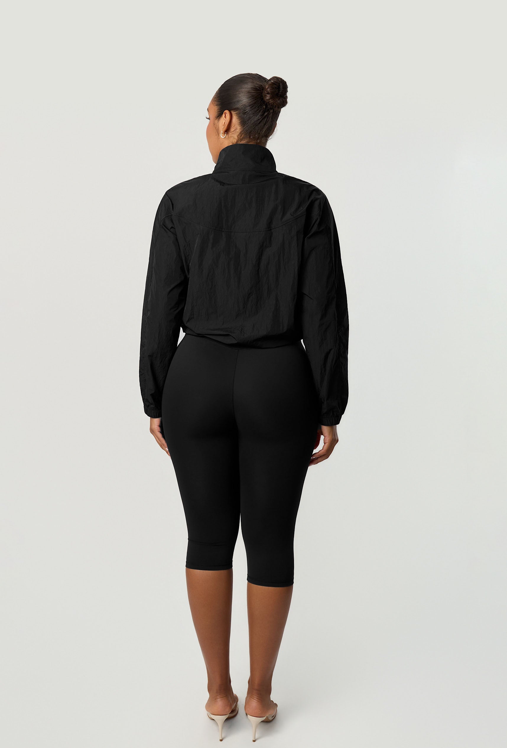 Frame Cropped Windbreaker - Black