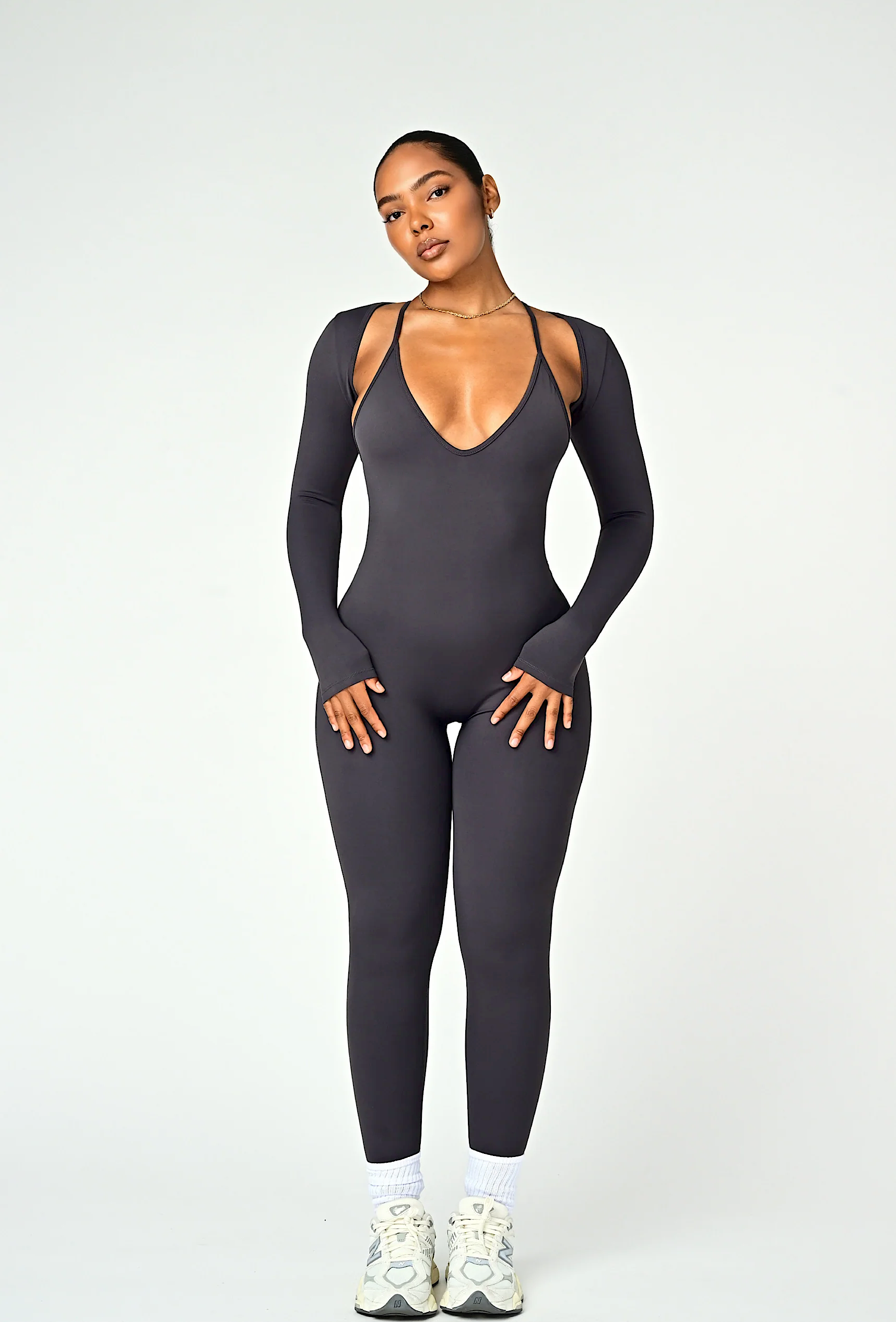 Align Long Sleeve Crop Top - Slate Gray