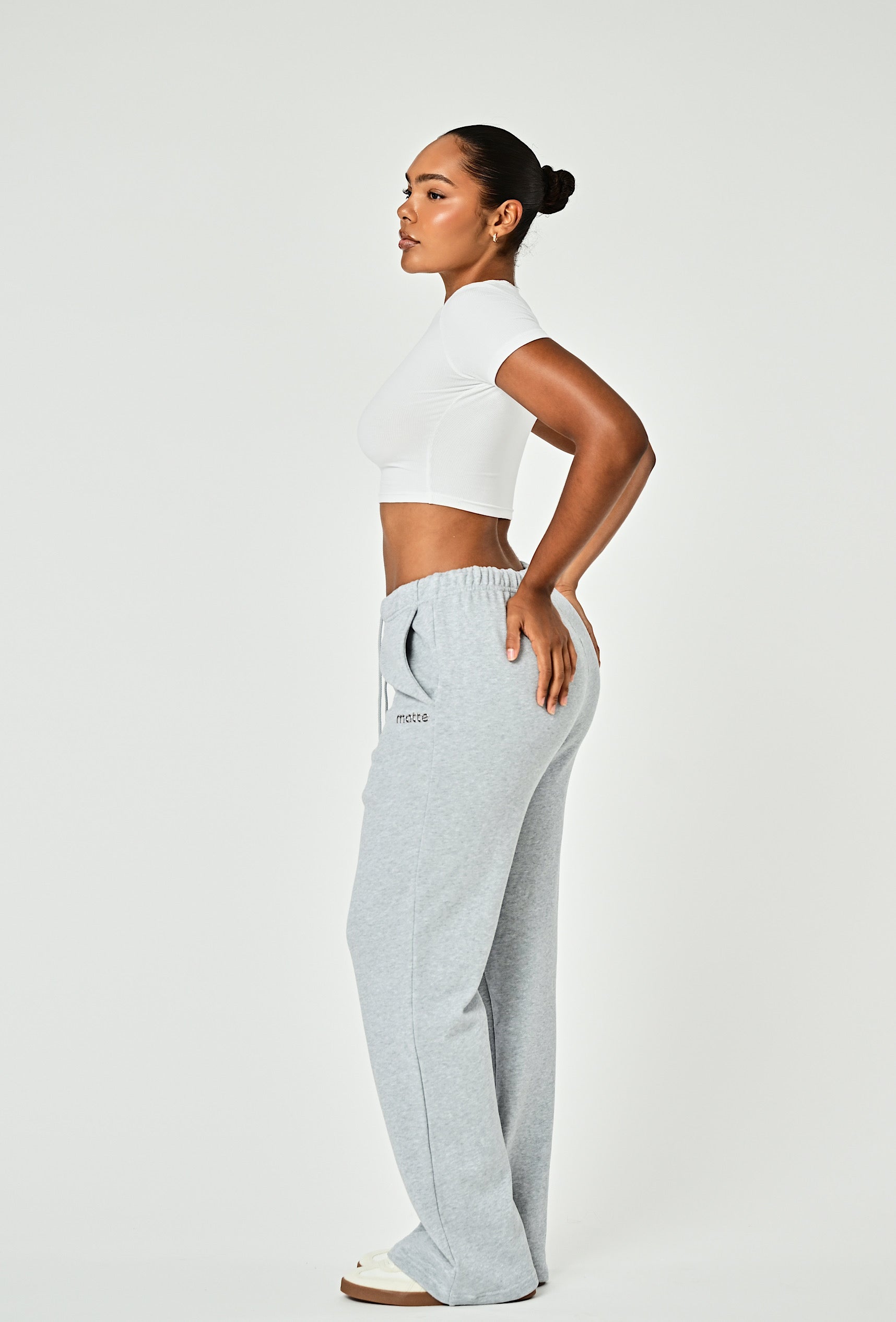 Wide Leg Terry Sweat - Heather Gray