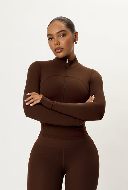 Contour Half Zip Crop - Espresso