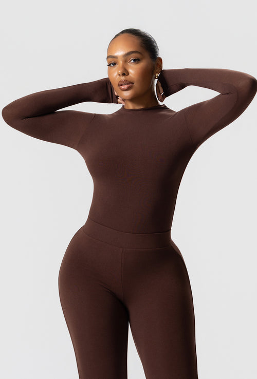 Matte Basix Sculpt Bodysuit - Chocolate