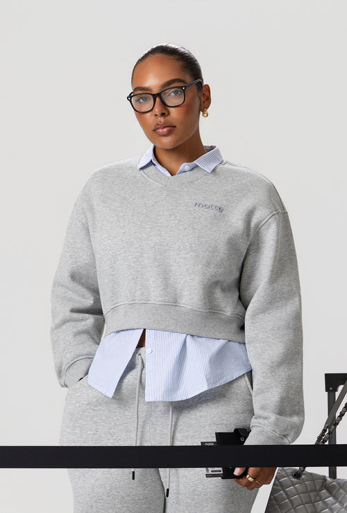 Varsity Cropped Sweatshirt  - Heather Gray