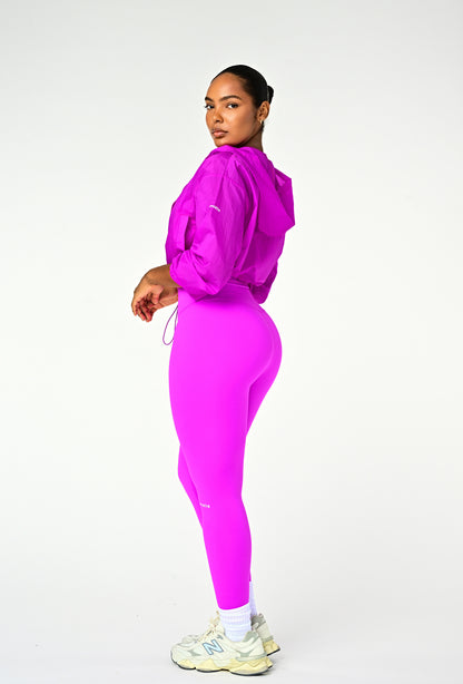 Sheer Form Cropped Pullover Windbreaker - Dragonfruit