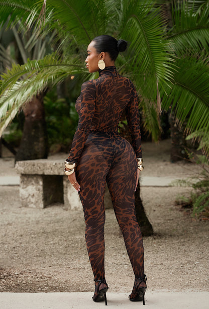 Orion Mesh Closed Toe Legging Set - Leopard