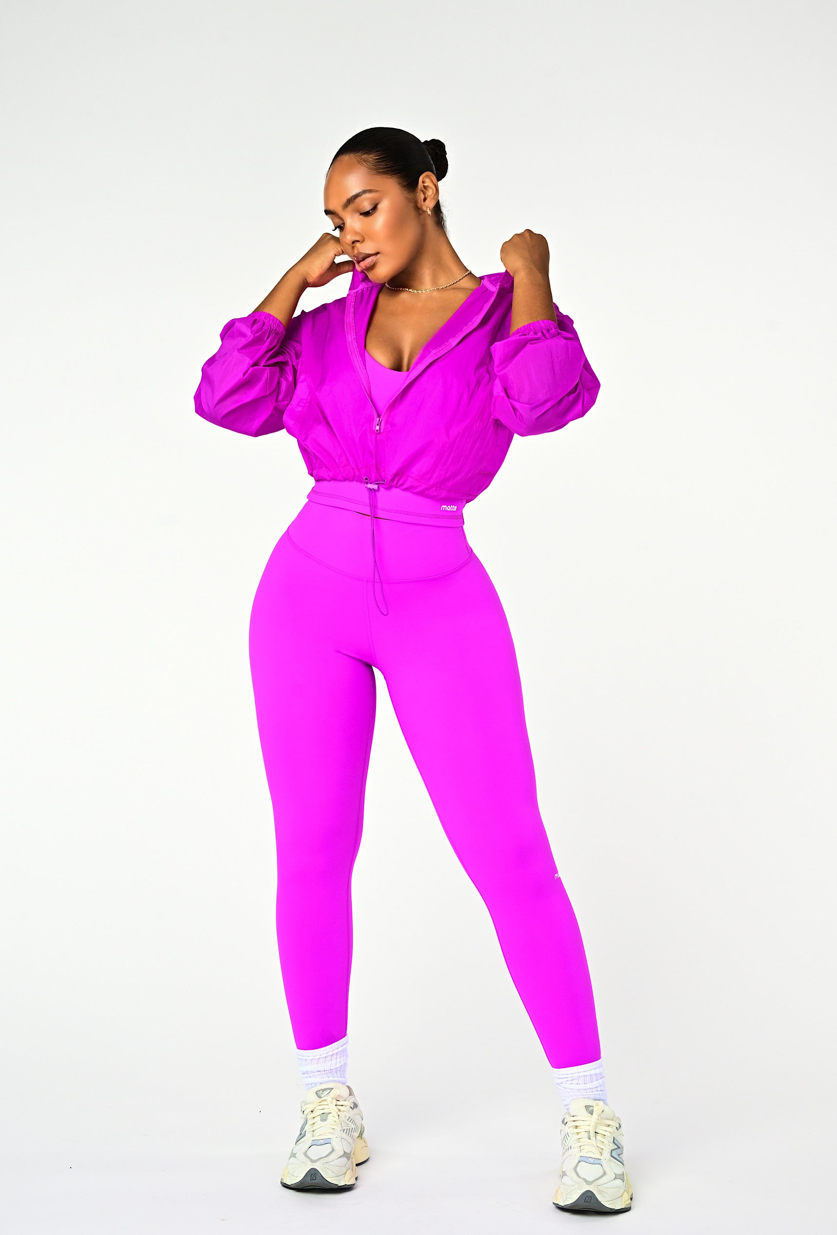 Sheer Form Cropped Pullover Windbreaker - Dragonfruit