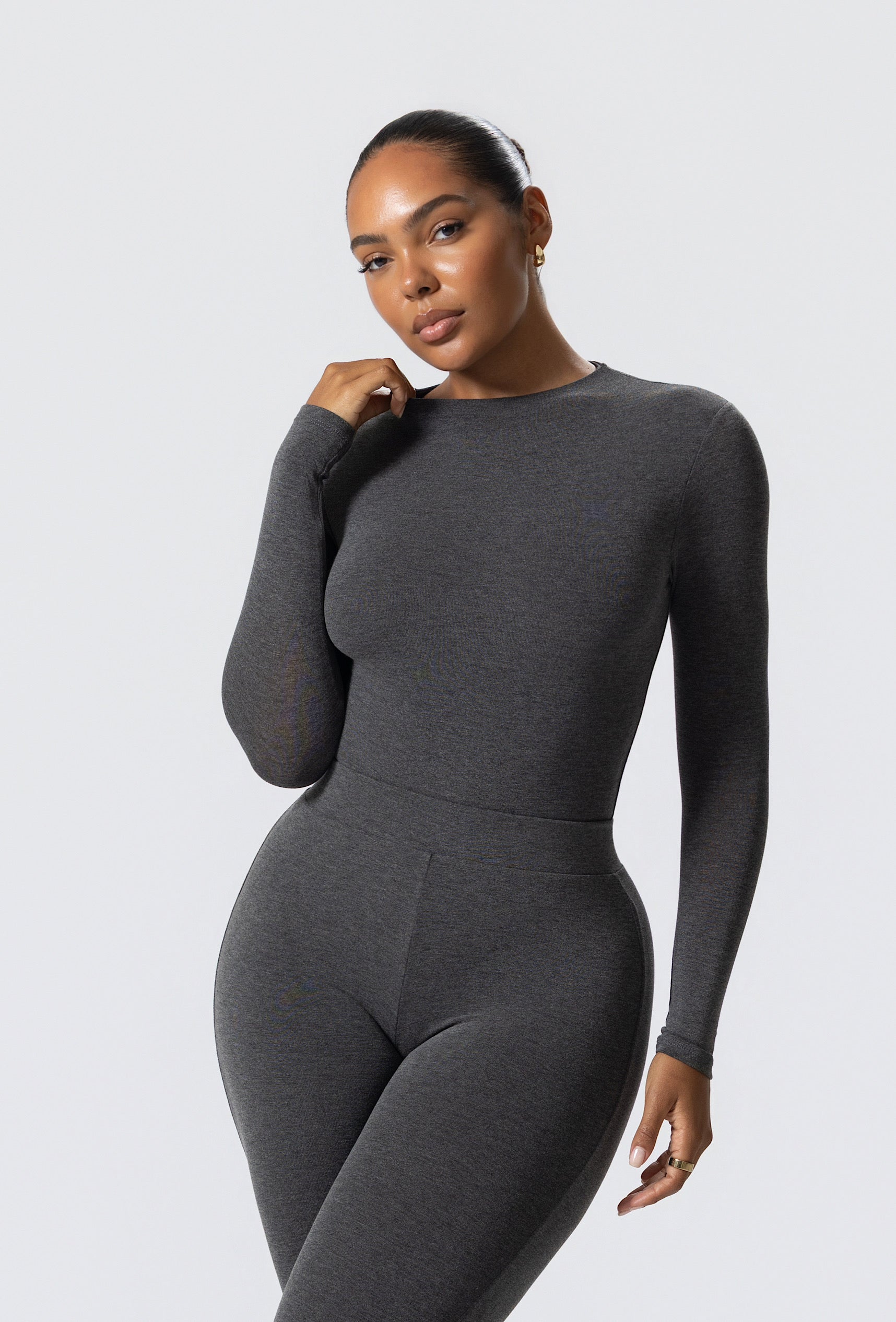 Matte Basix Sculpt Bodysuit - Charcoal