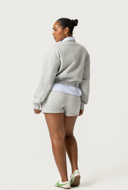 Varsity Cropped Sweatshirt  - Heather Gray