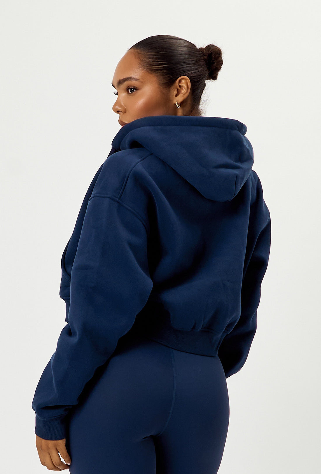 Staple Cropped Hoodie - Navy