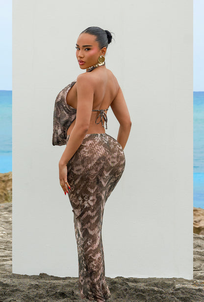Makari Cover Up Dress - Cocoa Snake