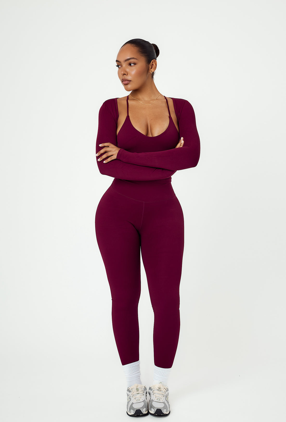 Align Long Sleeve Crop Top - Burgundy