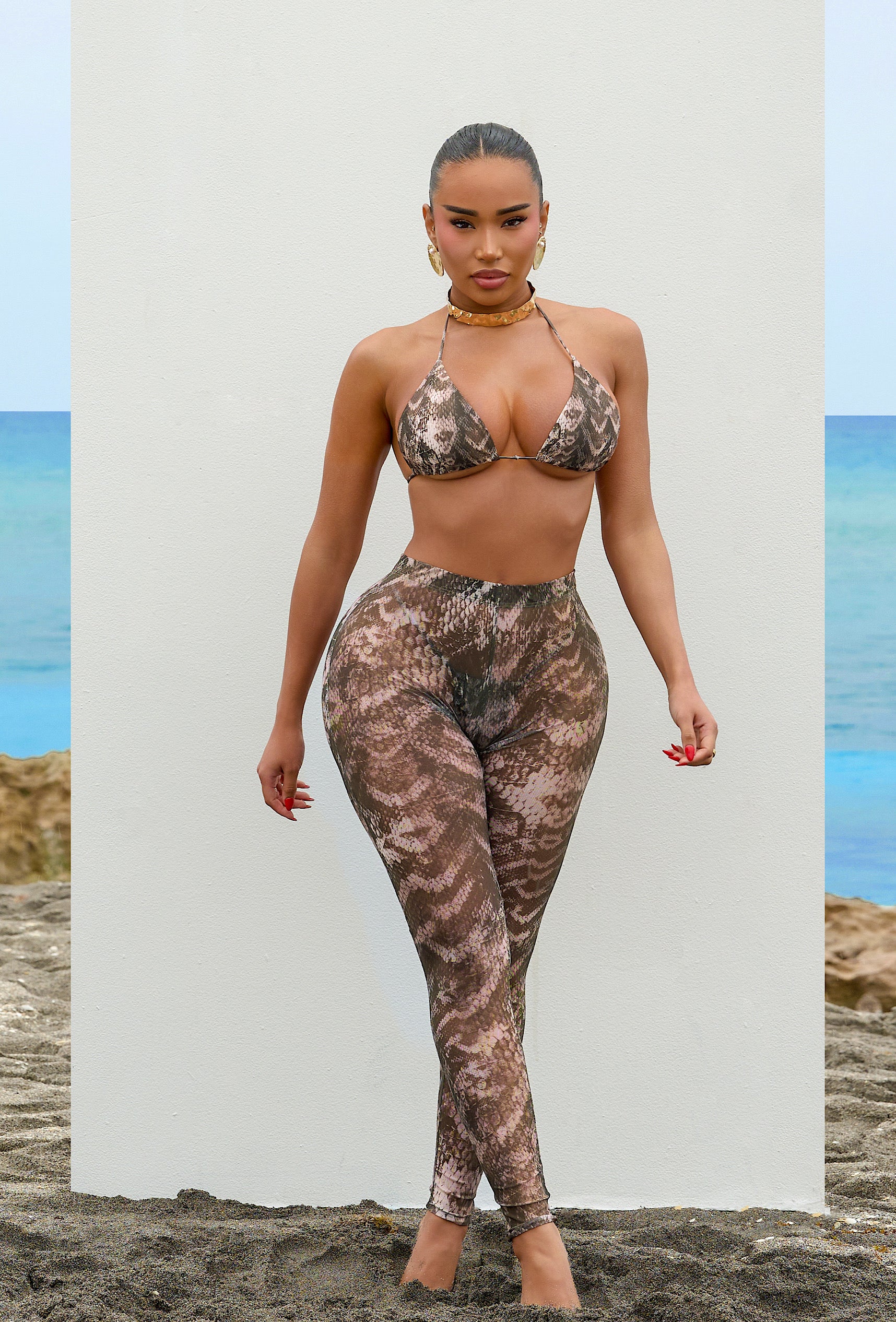 Niccolo 3 Piece Pants Set - Cocoa Snake