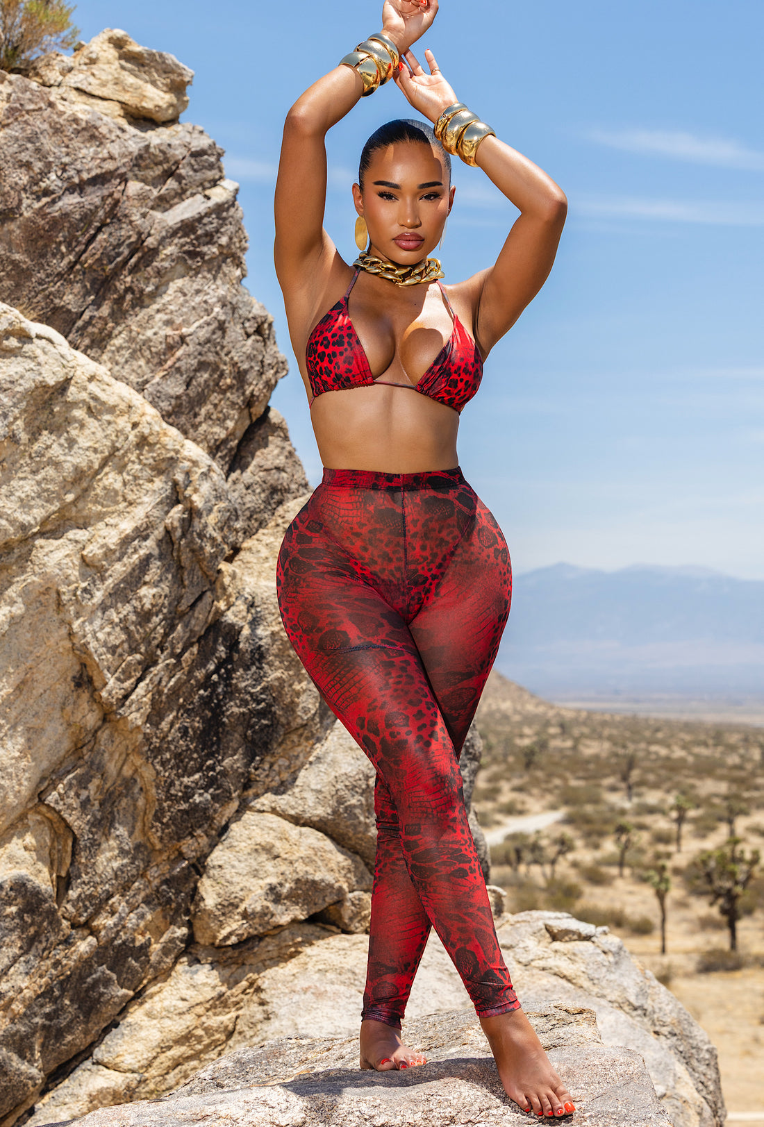 Niccolo 3 Piece Pants Set - Red Snake