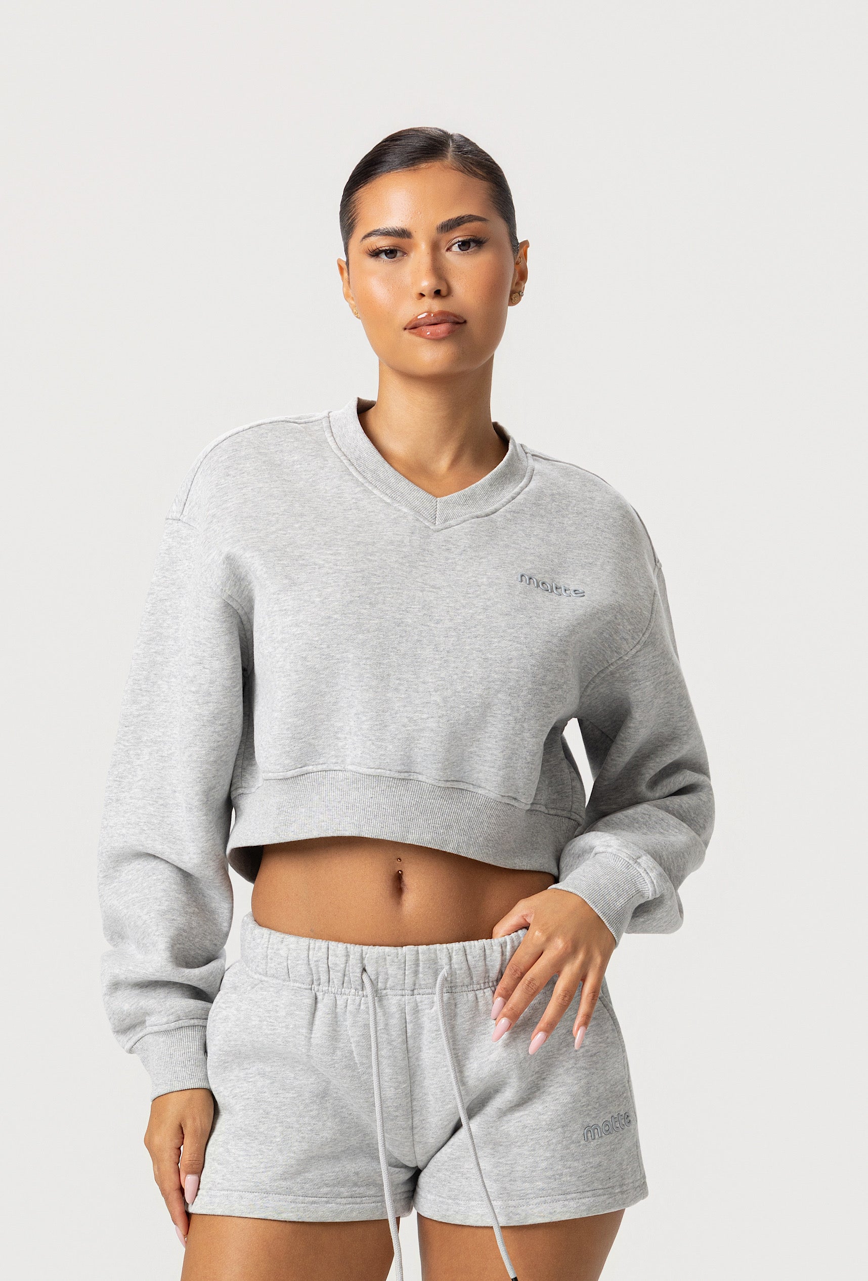 Varsity Cropped Sweatshirt  - Heather Gray