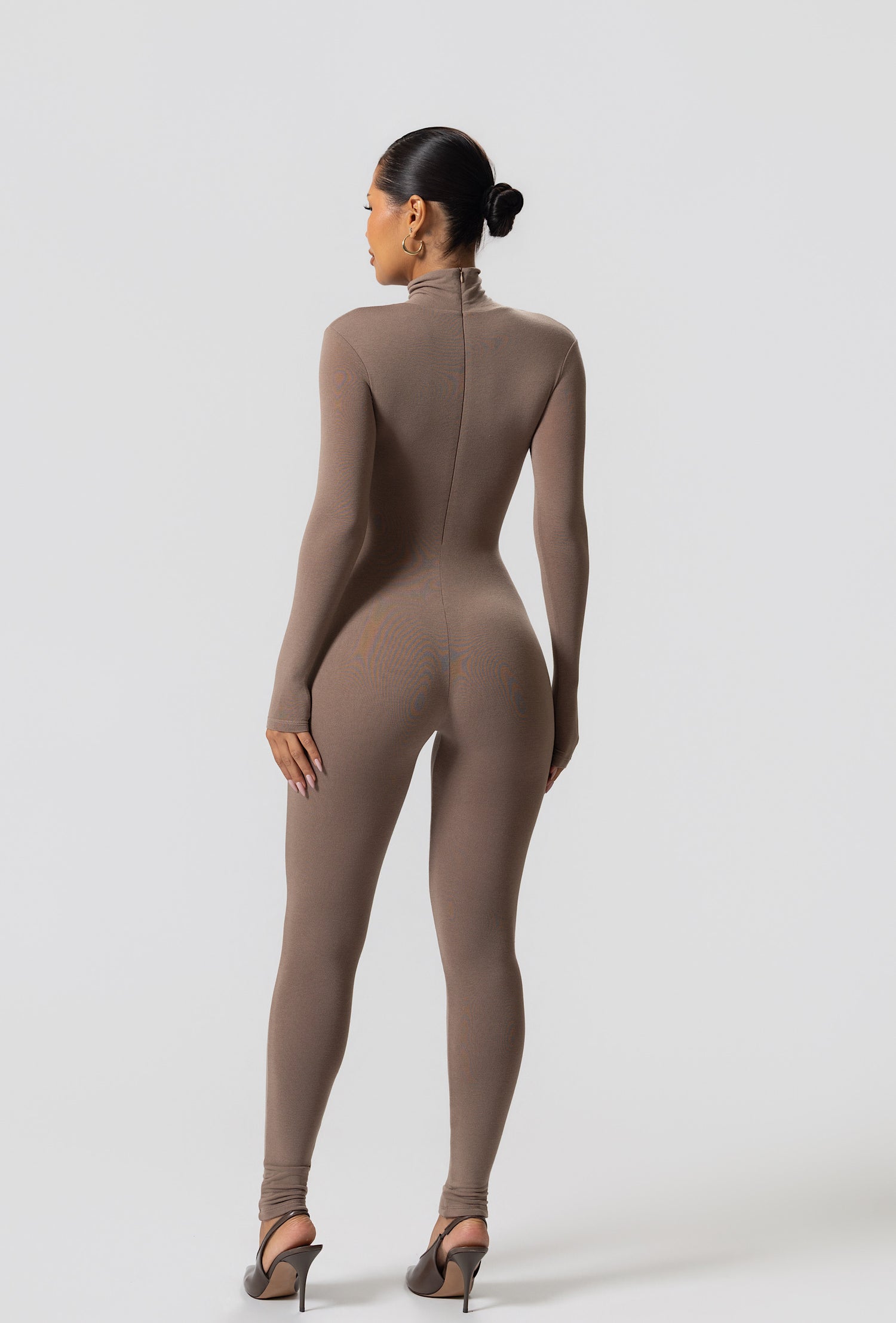 Matte Basix Sculpt Turtle Neck Jumpsuit - Nude