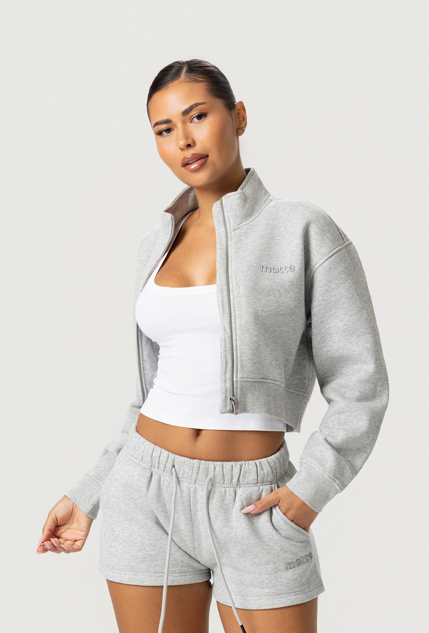 Matte Varsity Jacket - Heather Gray