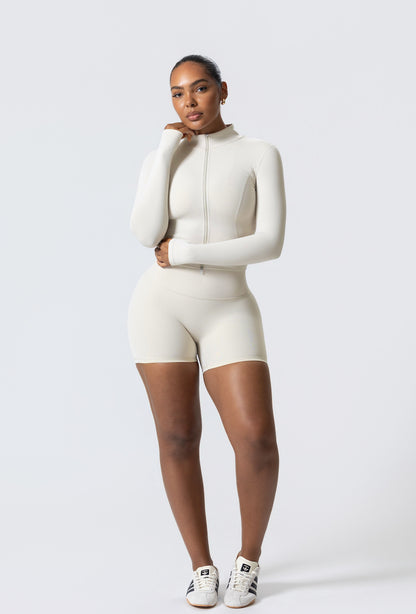 Sculpt Zip Long Sleeve - Iced Vanilla
