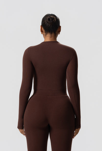 Matte Basix Sculpt Bodysuit - Chocolate