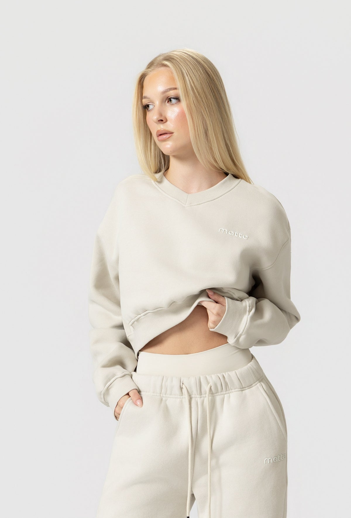 Varsity Cropped Sweatshirt  - Vanilla