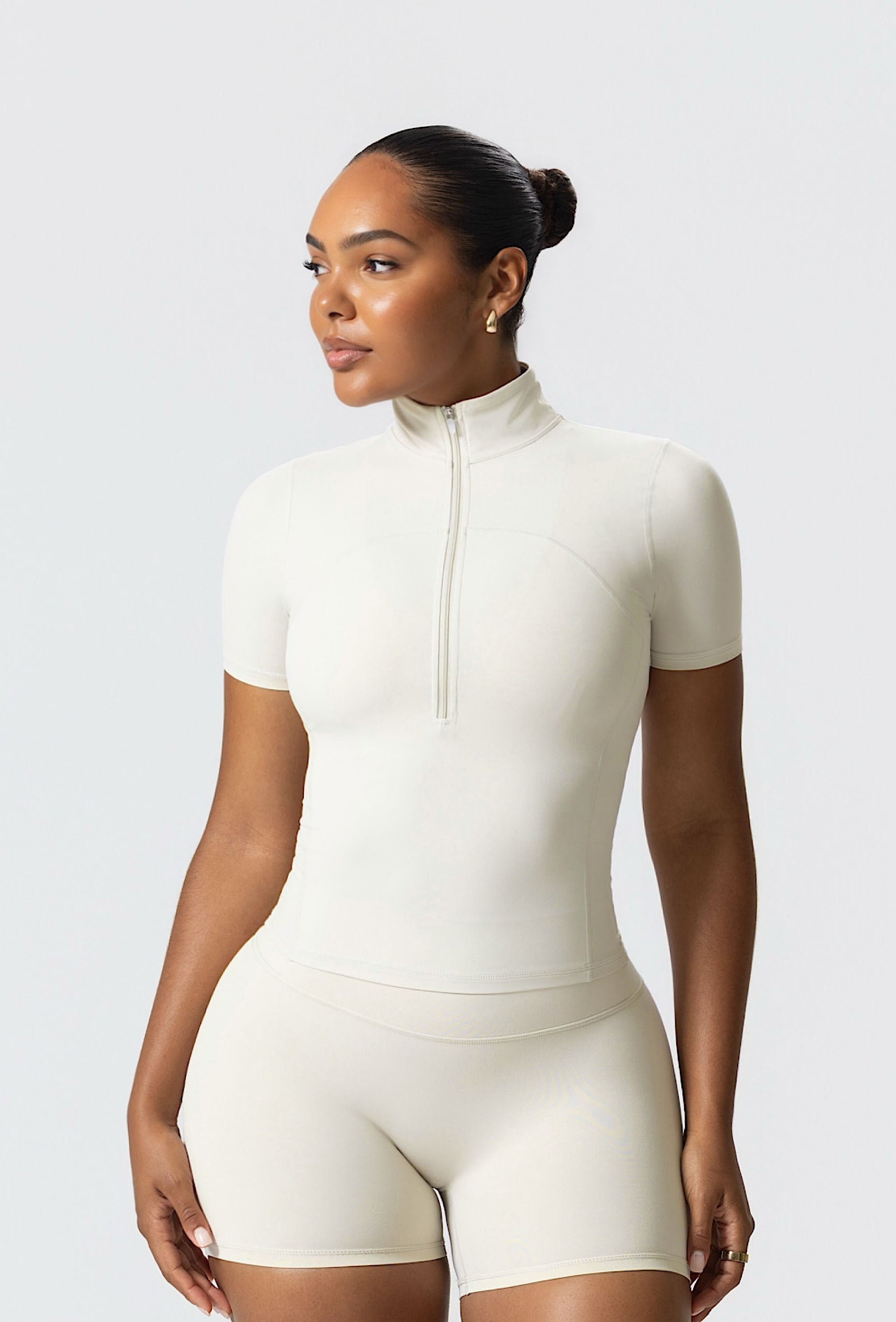 Contour Half Zip Short Sleeve - Iced Vanilla
