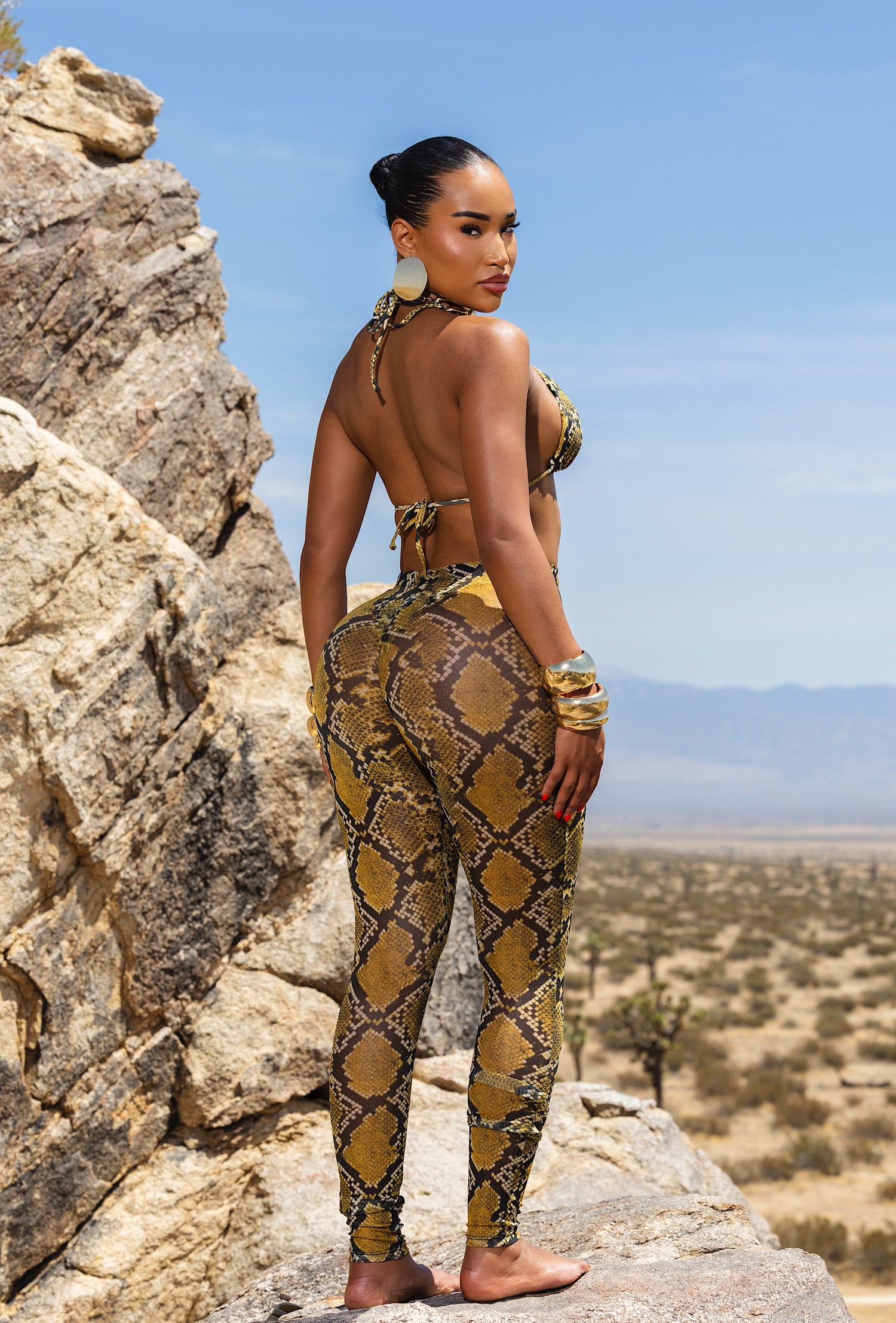 Niccolo 3 Piece Pants Set - Yellow Python