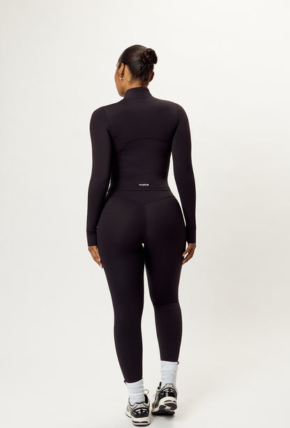 Contour Half Zip Crop - Black