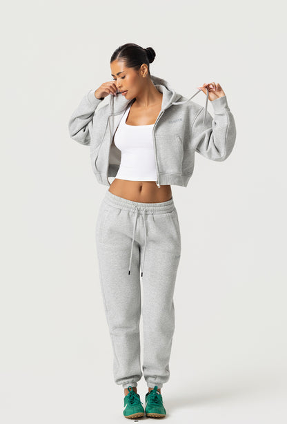 Staple Cropped Hoodie - Heather Gray