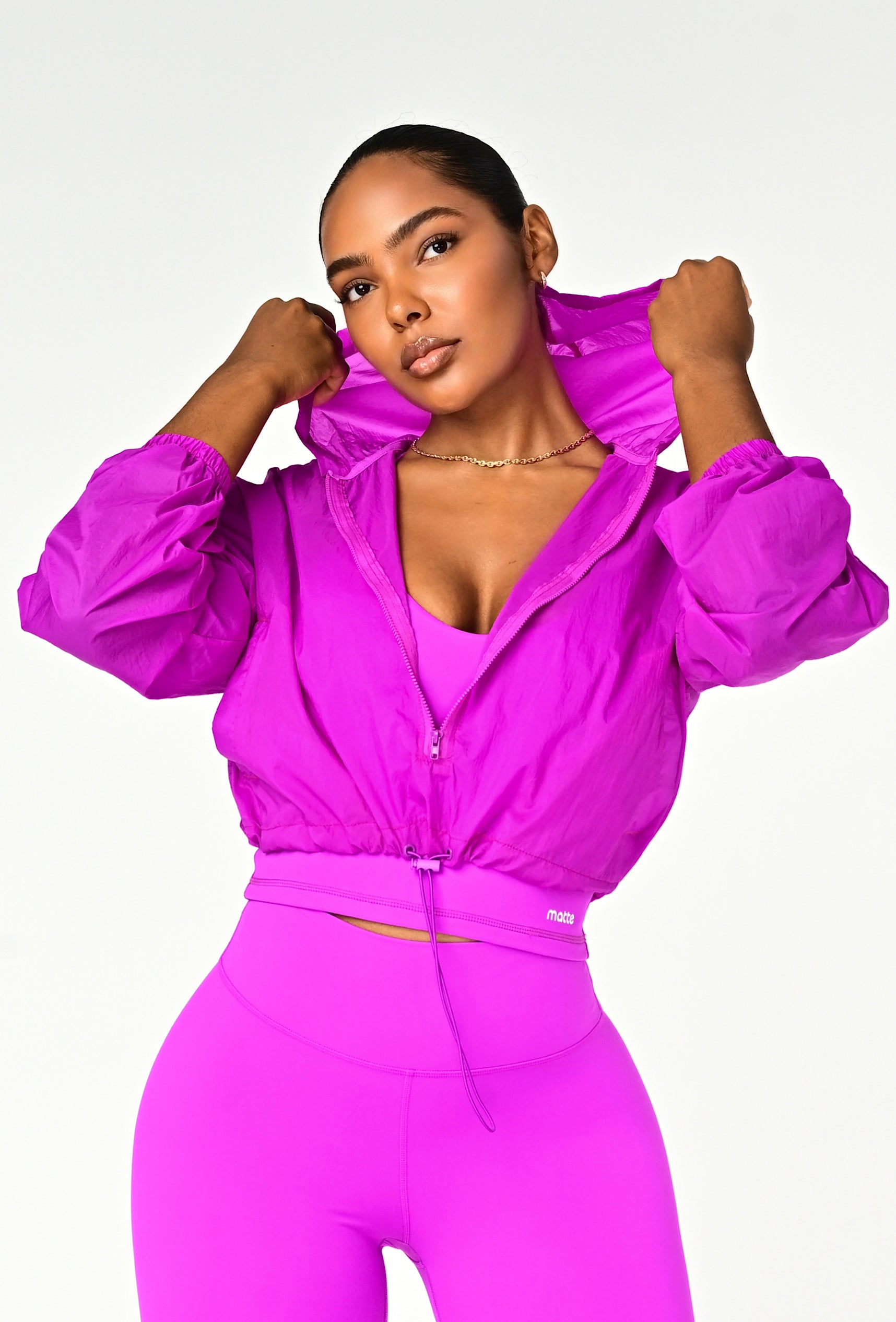 Sheer Form Cropped Pullover Windbreaker - Dragonfruit