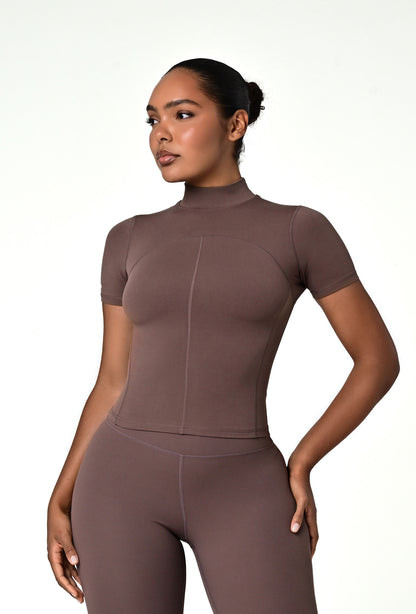 Contour Mock Neck - Soft Cocoa