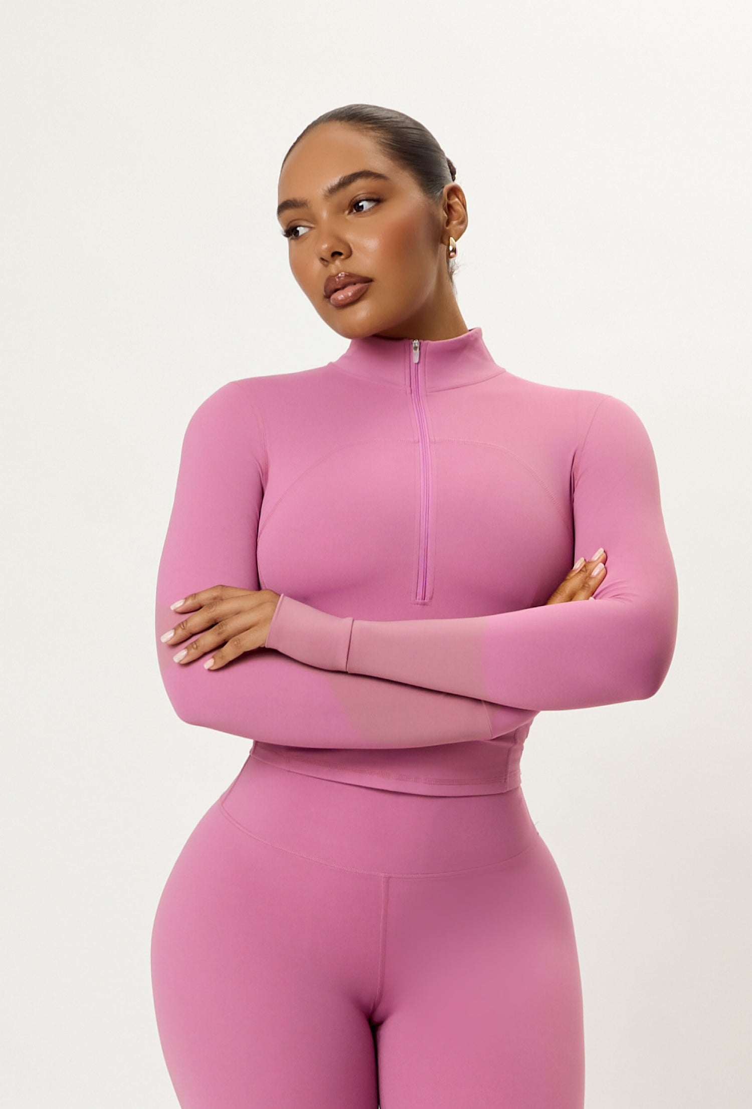 Contour Half Zip Crop - Pink Cloud
