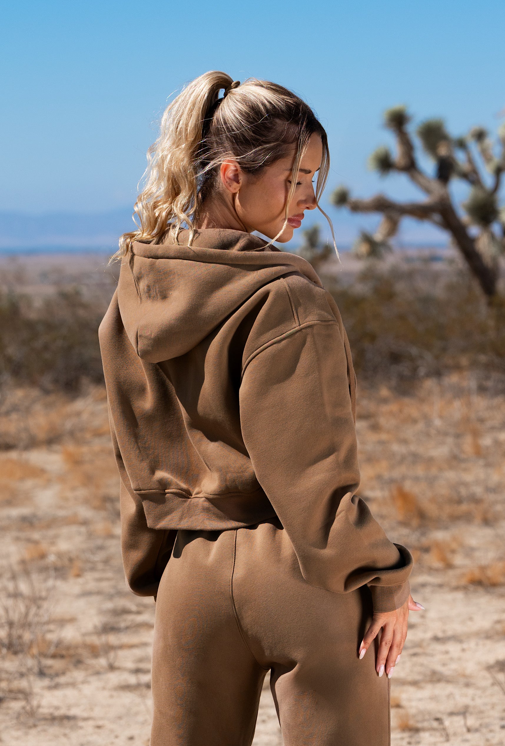 Staple Cropped Pullover Hoodie - Latte