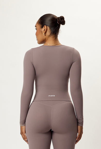 Sweetheart Cross Top - Taupe