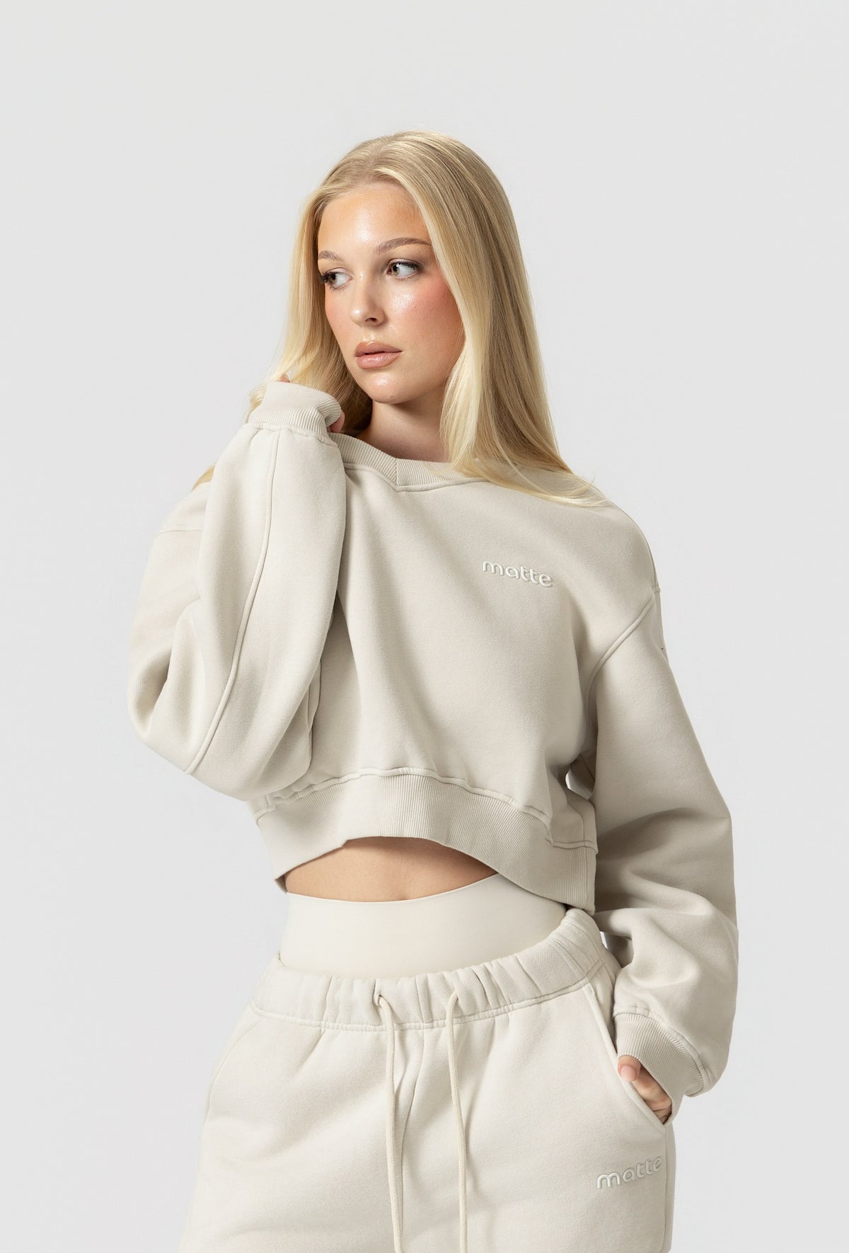 Varsity Cropped Sweatshirt  - Vanilla