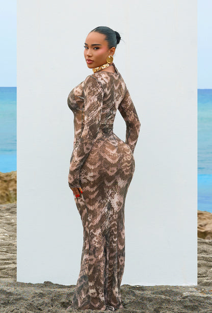Linus Cover Up Dress - Cocoa Snake