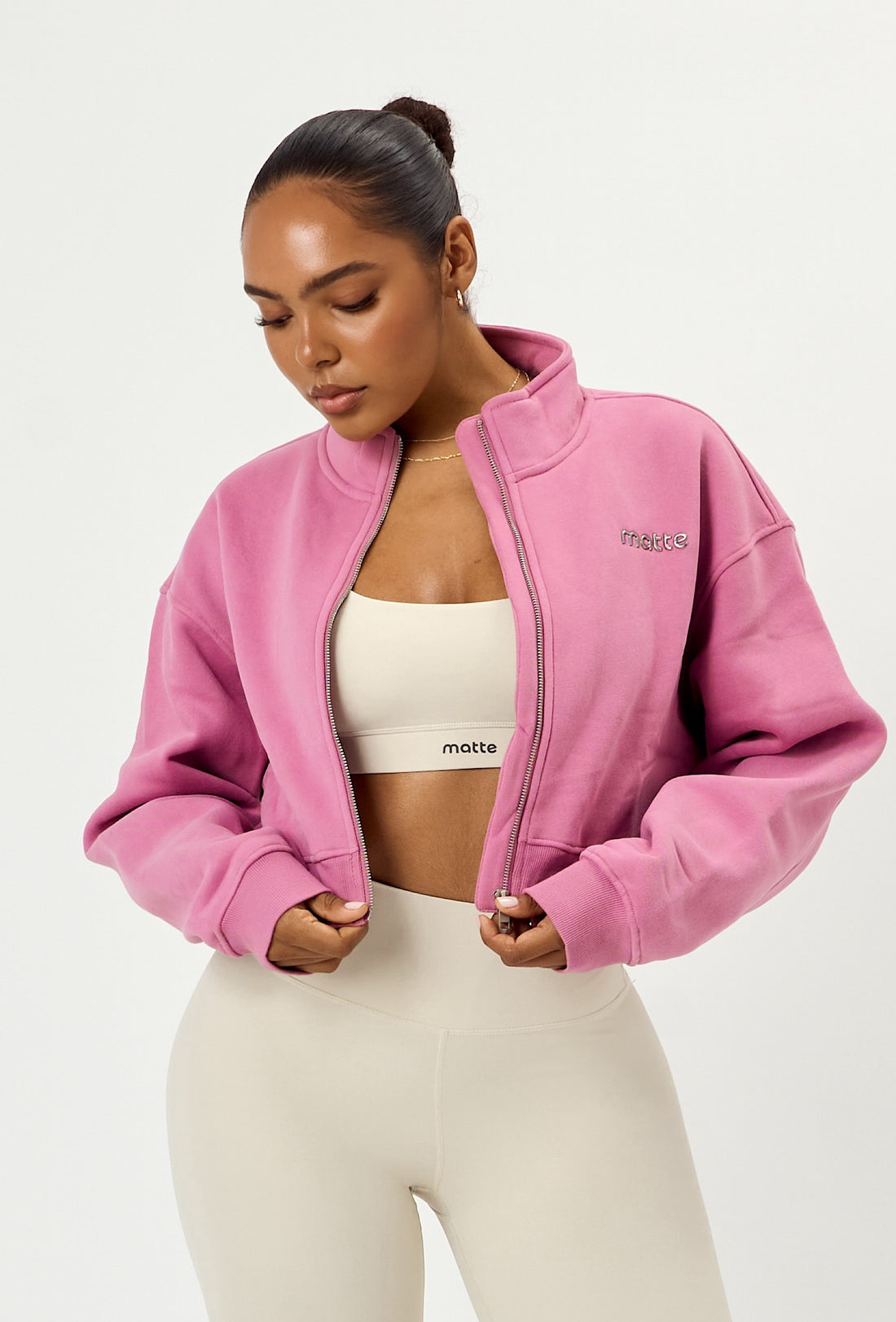 Matte Varsity Jacket - Pink Cloud