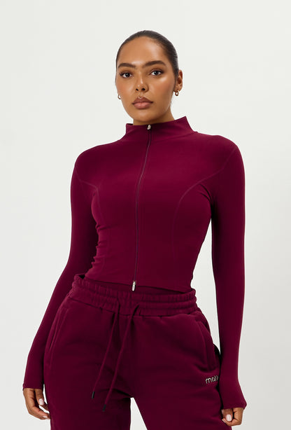 Sculpt Zip Long Sleeve - Burgundy