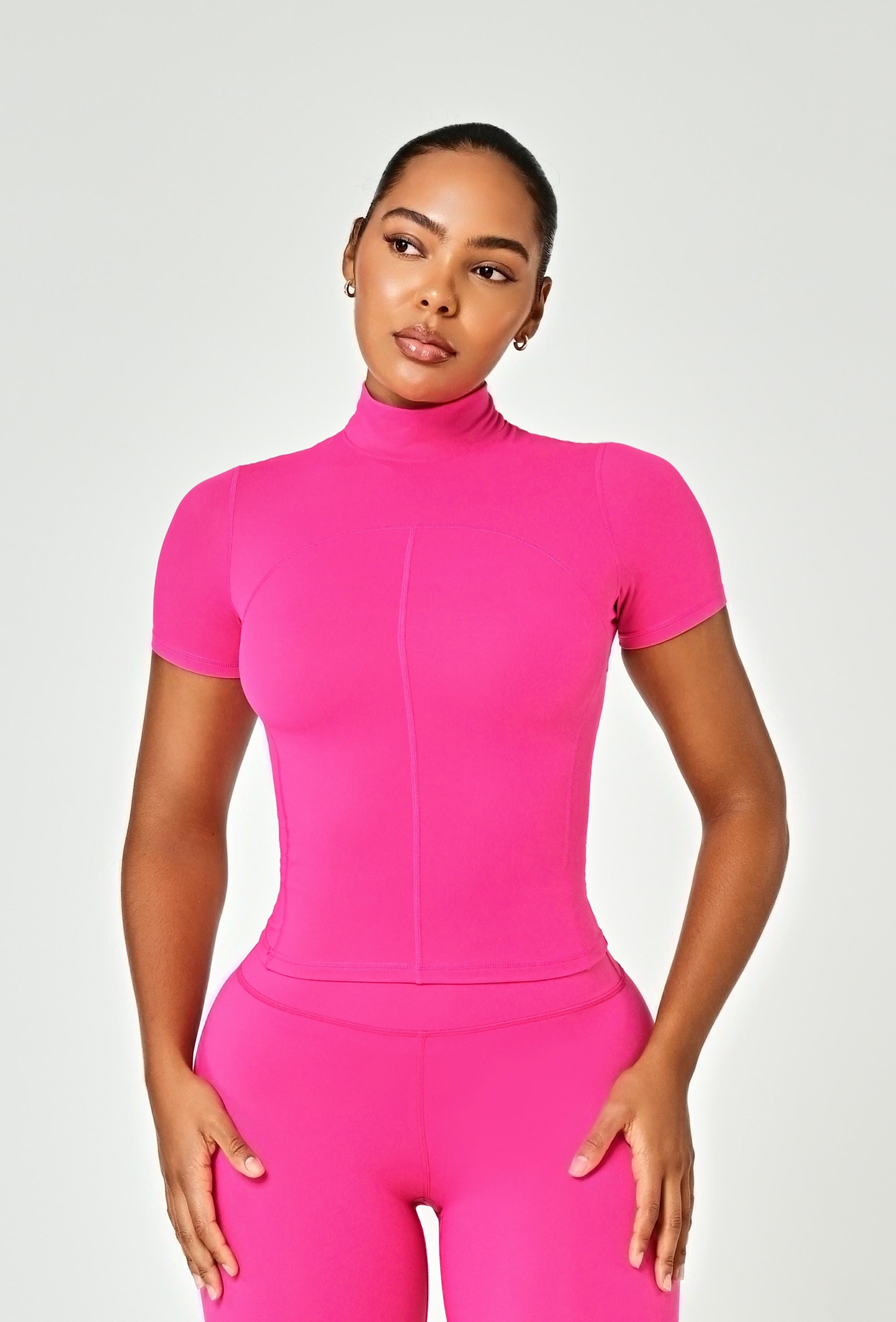 Contour Mock Neck - Pink Berry